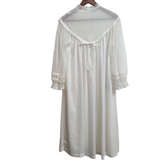 Blue Swan Womens Vintage 60s Coquette Cottage White Sheer Lace Peignoir Robe S - Picture 5 of 11